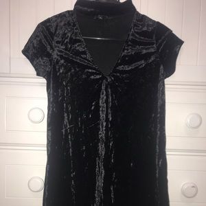 black velvet high neck dress
